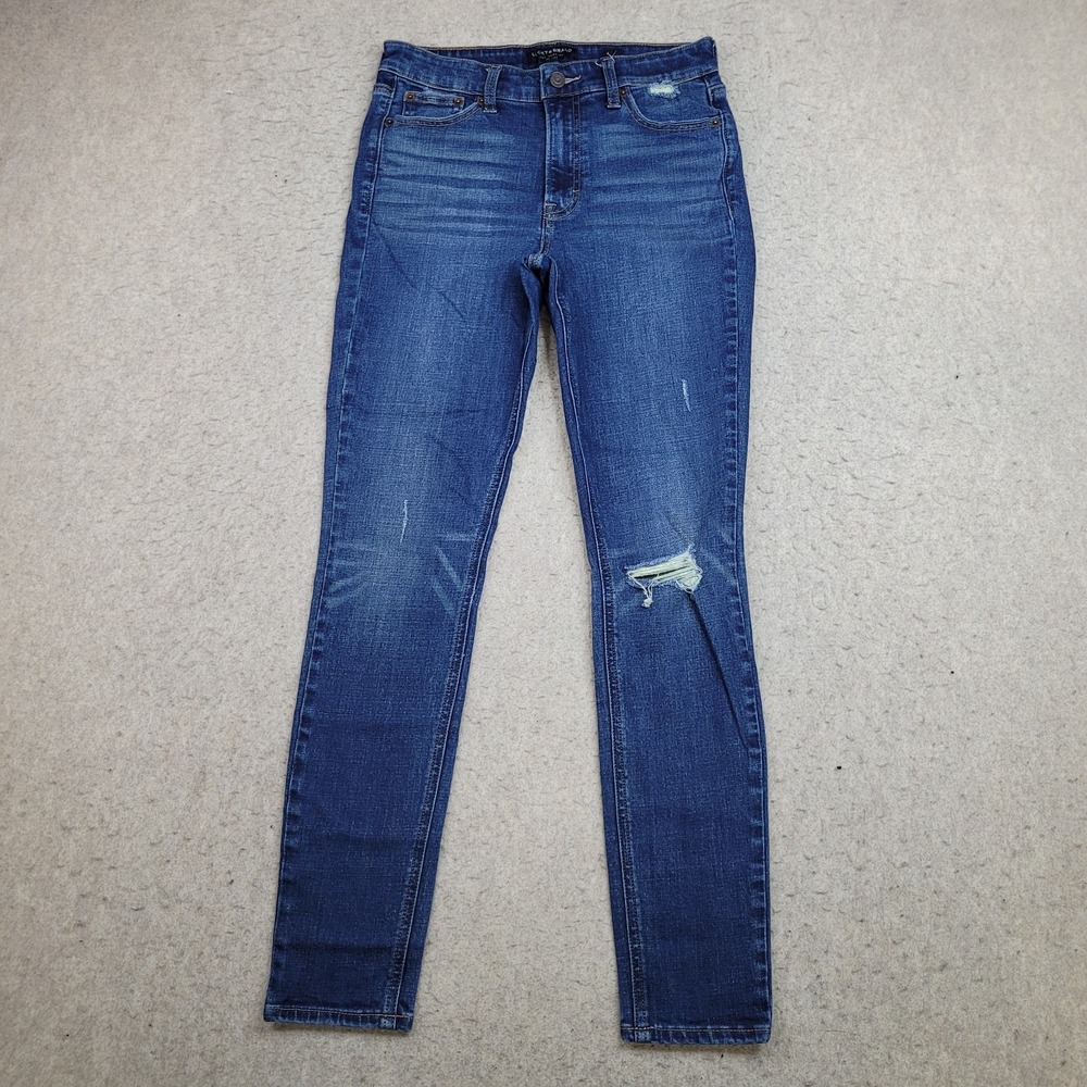 Lucky Brand‎ Jeans Womens 4/27 High Rise Skinny Bridgette Distressed Blue Dark